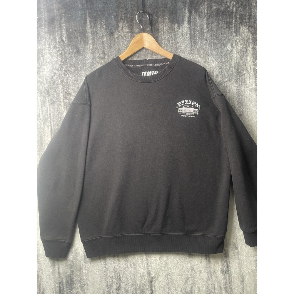 DIXXON Men's L Black Crewneck Fleece Sweatshirt Graphic‎ Pullover Car Ground Up